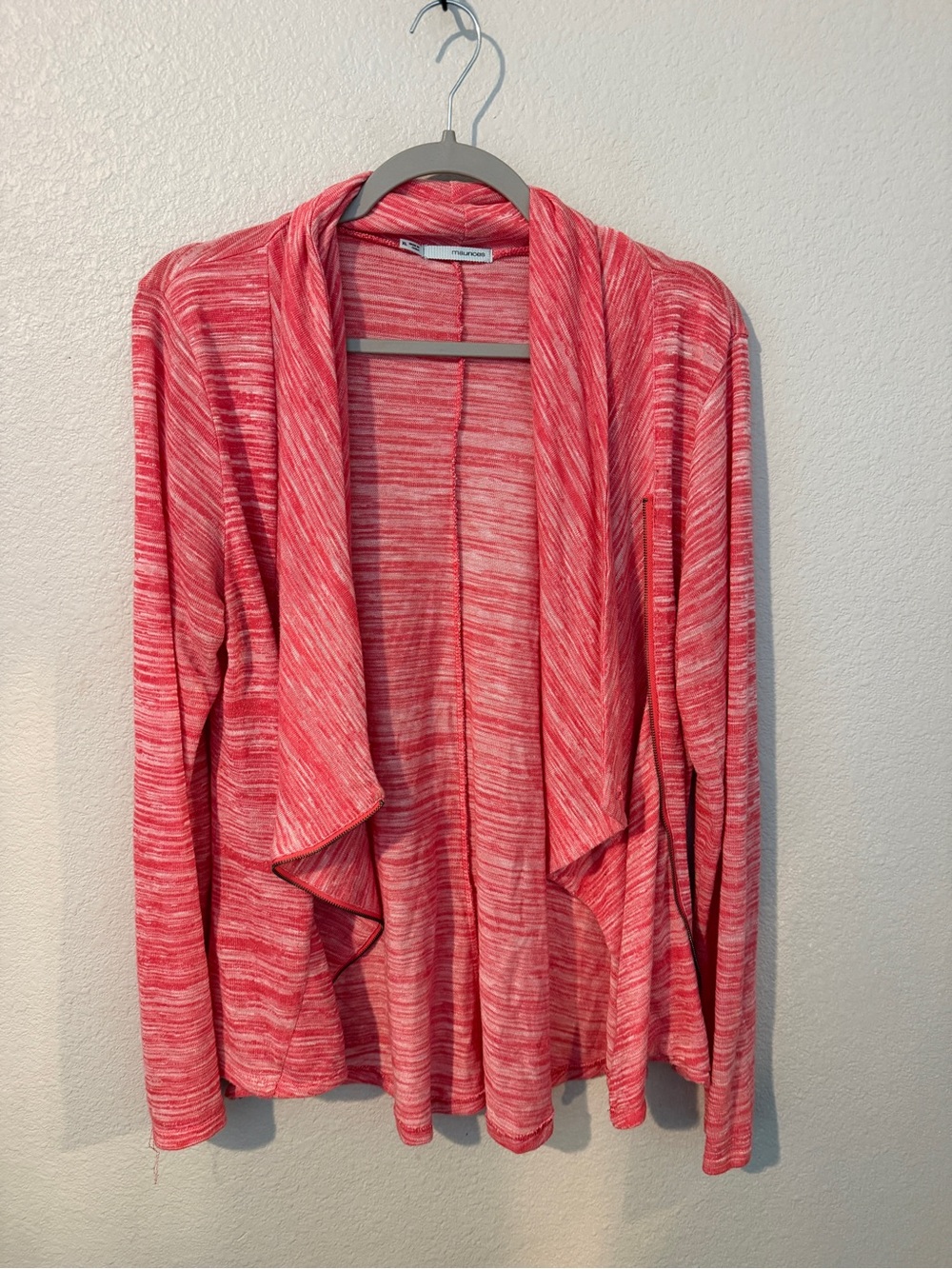 Maurices Pink Space-Dye Open-Front Cardigan